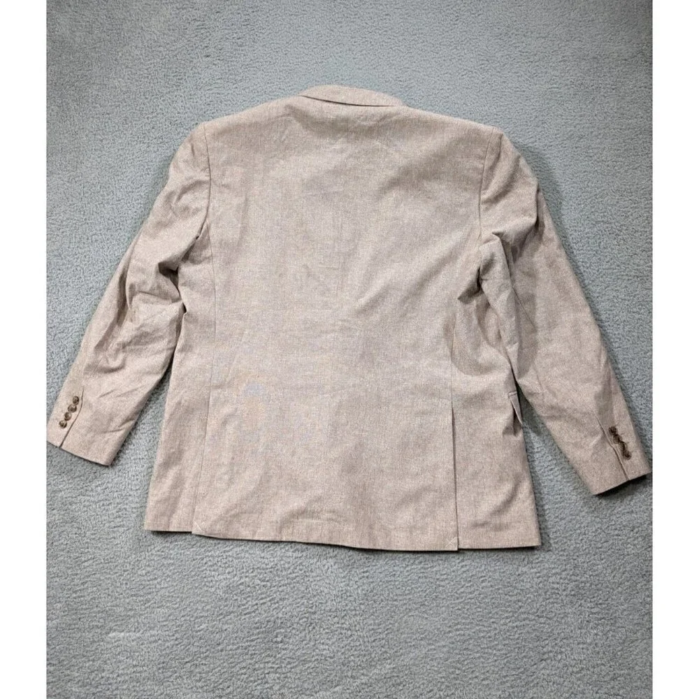 Stafford Sport Coat Mens 48 Regular Signature Linen Cotton Classic Fit Beige